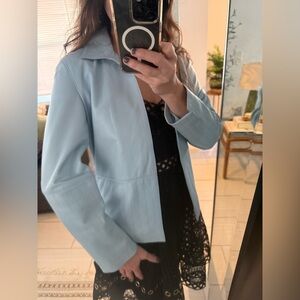Light Blue Women’s Leather Jacket Size 4
